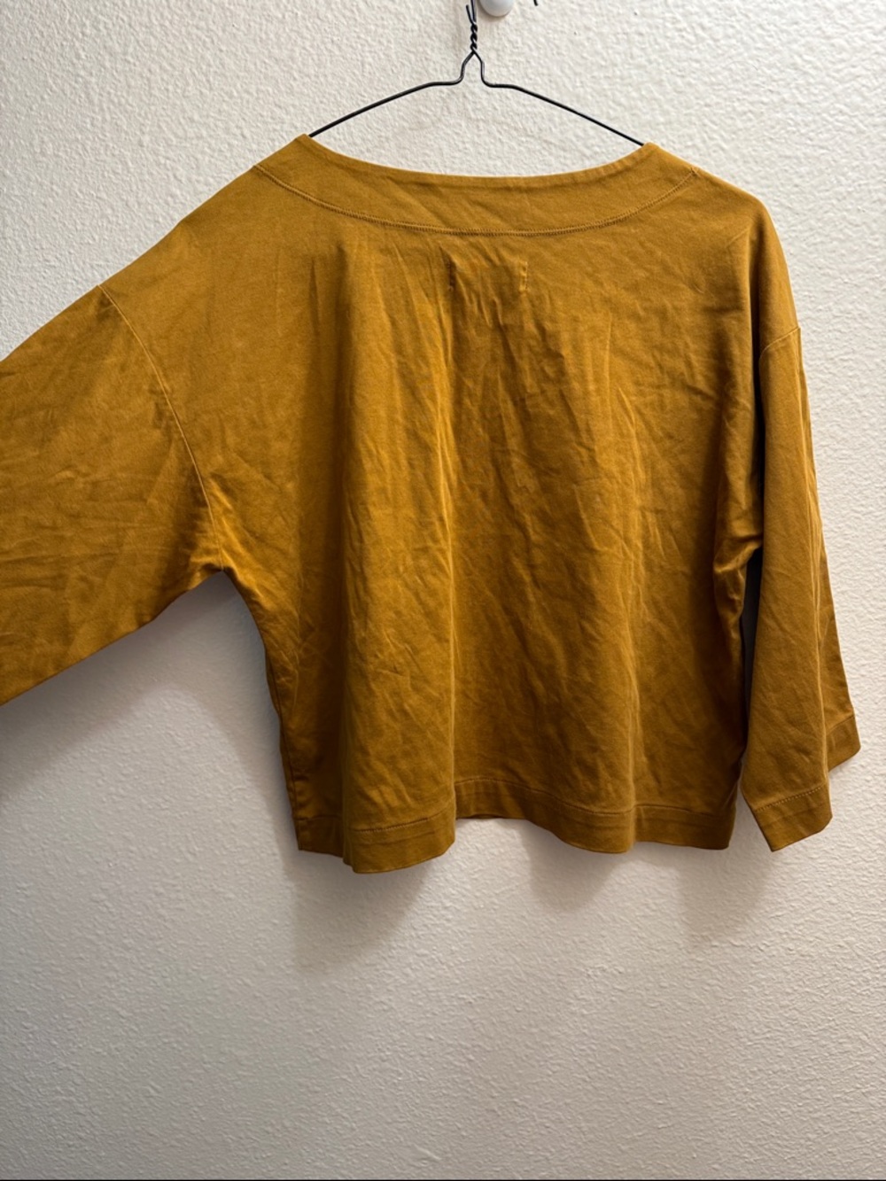 Everlane Cropped Boatneck Long Sleeve Top in Mustard - Picture 4 of 5